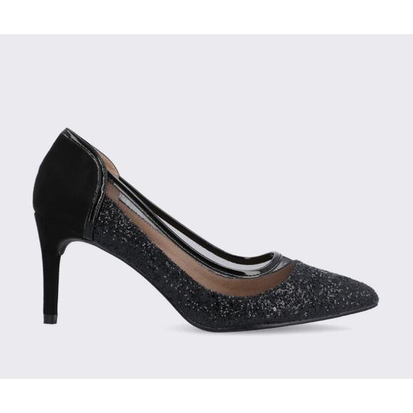 Journee Collection Kalani Glitter Pumps 8 Black NWOT Heels Academia Capsule - Picture 1 of 7